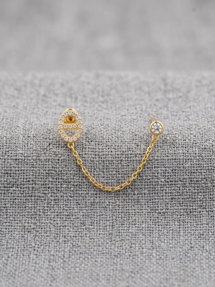 Boucles d'oreilles Chaine Dorée