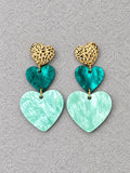 Boucles d'oreilles Cœurs Vert