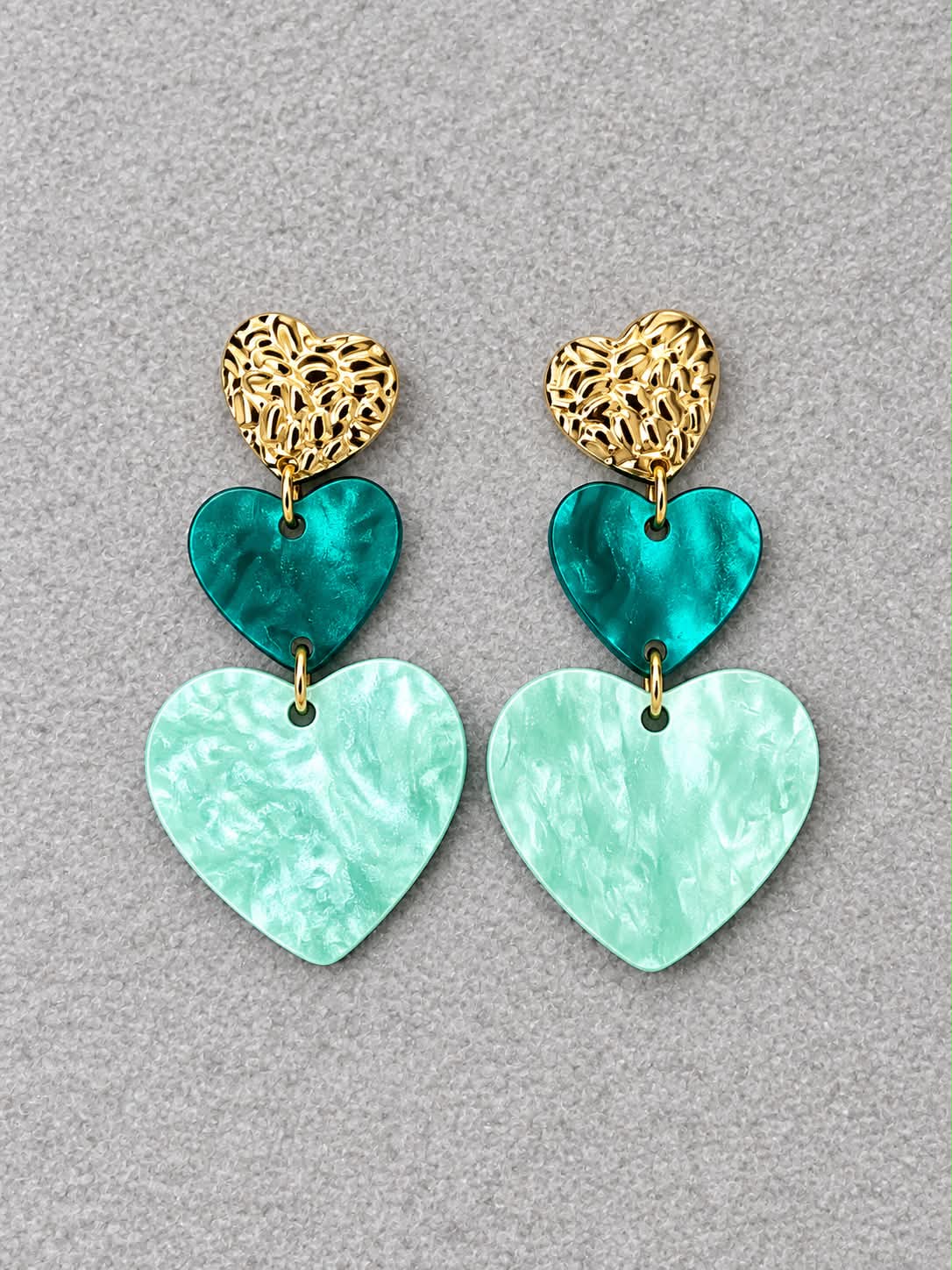 Boucles d'oreilles Cœurs Vert