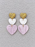 Boucles d'oreilles Cœurs Taupe/Violet