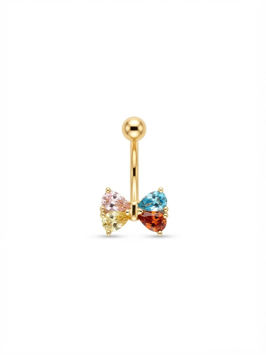 Piercing de nombril nœud de papillon Multicolore